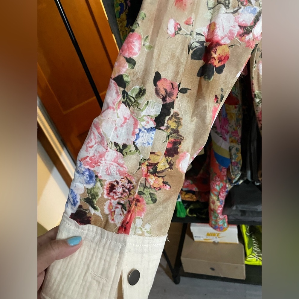 P.o.l Exposed Pockets Floral Shirt In Size Large. - Picture 8 of 13